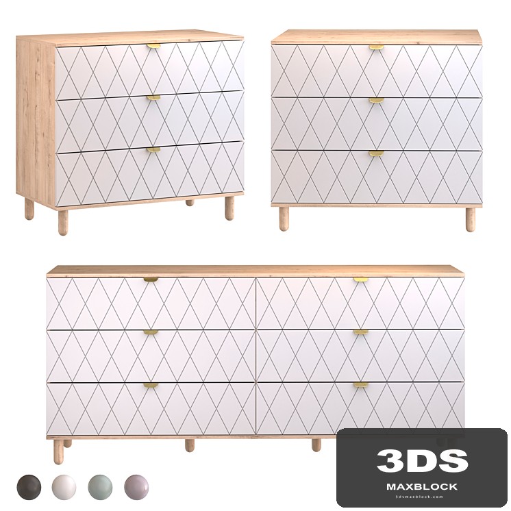 chest of drawers Tejons-3, Tejons-4, Diamond Lavanda Milk Menthol