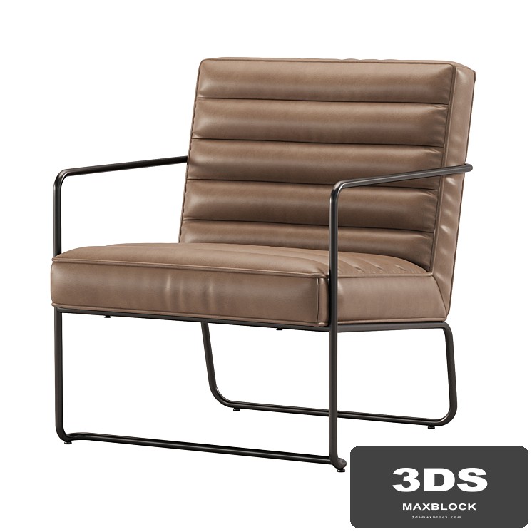 Industrial Metal Accent Chair with Horizontal Channeling