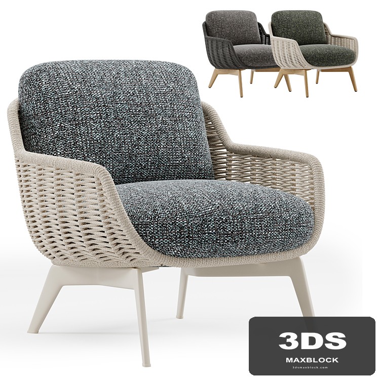 Outdoor Garden Woven Lounge Armchair Belt Cord