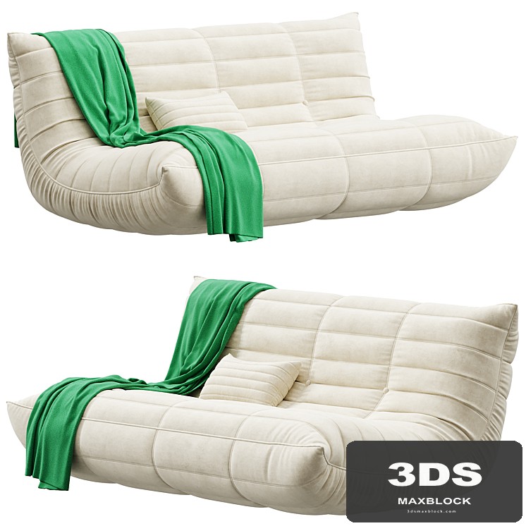 Blanchette Kail Microfiber Microsuede Armless 3-Seat Togo Three Seater Sofa