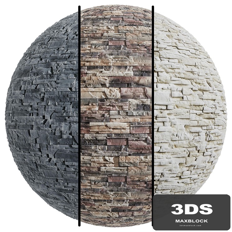 FB606 Exterior Stone Cladding facade | 3MAT | PBR | Seamless
