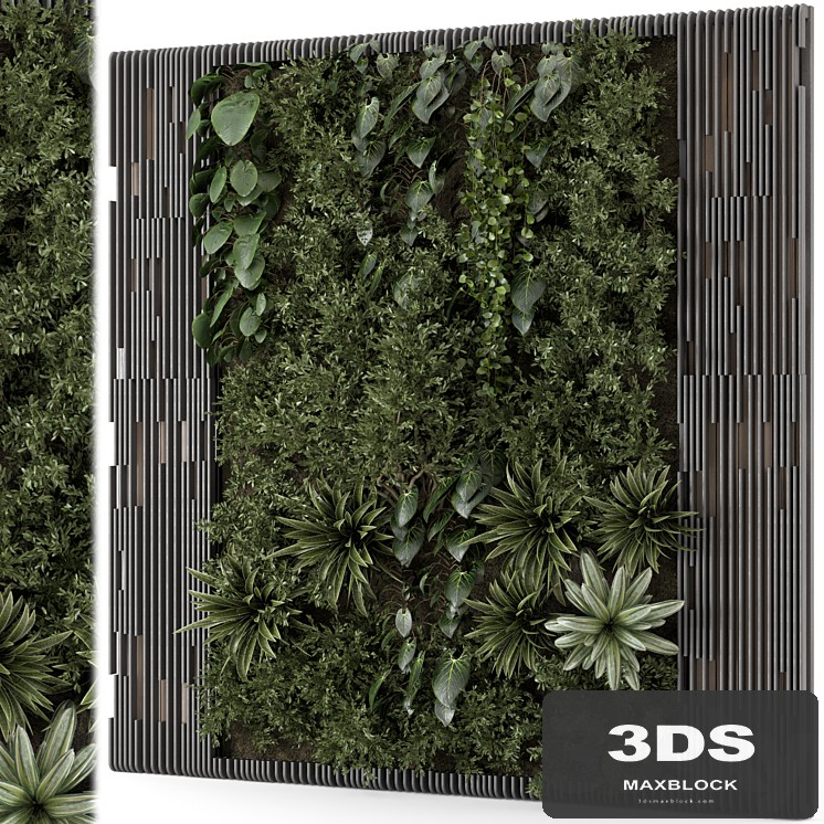 Indoor Wall Vertical Garden in Wooden Base - Set 1395