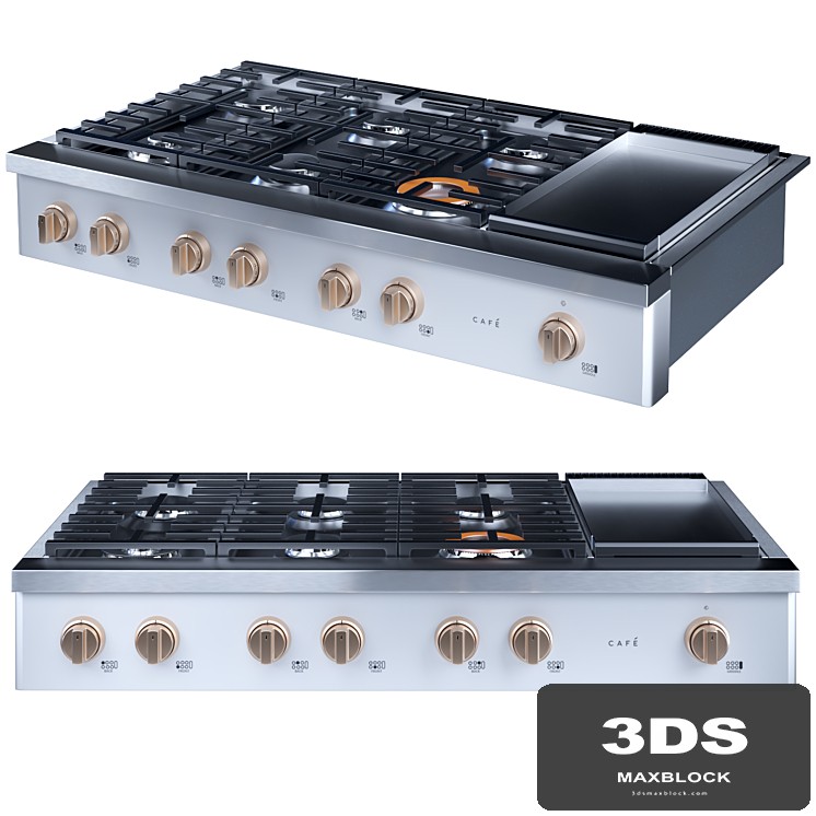 cafe 48 inch Commercial-Style Gas Rangetop with 6 Burners and Integrated Griddle