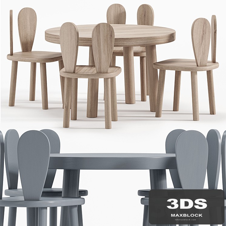 Rabbit Chair Wooden Kids Table By Etsy