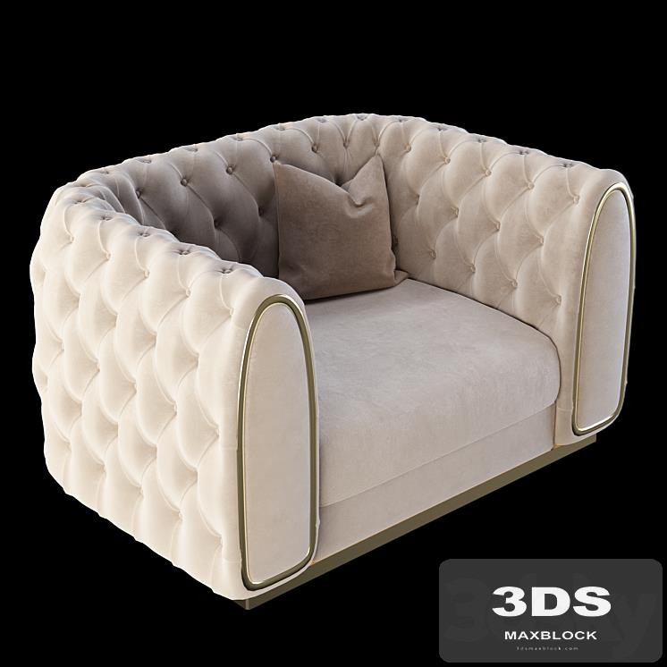 Armchair Homary Luxury Velvet Chesterfield Sofa