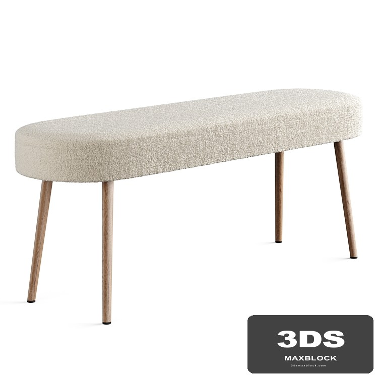 Bench in solid beech with boucle upholstery, Jimi