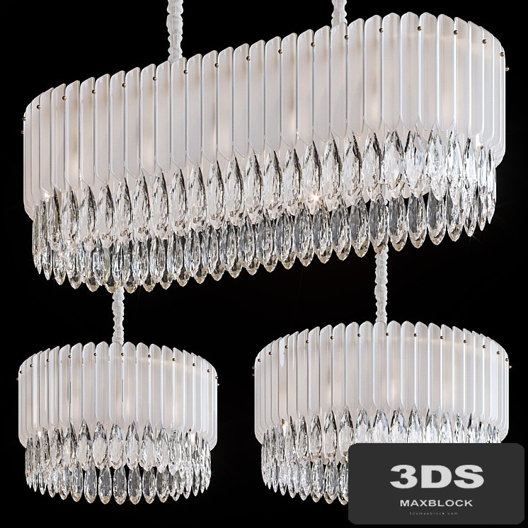 Pendant chandeliers Cascata Impennata by GLCrystal White