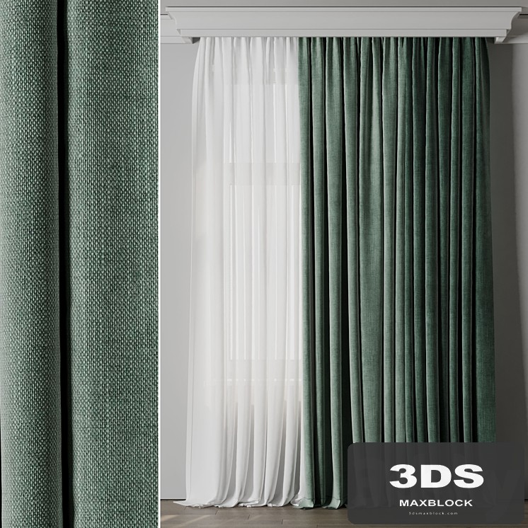Low width curtains 04 set green