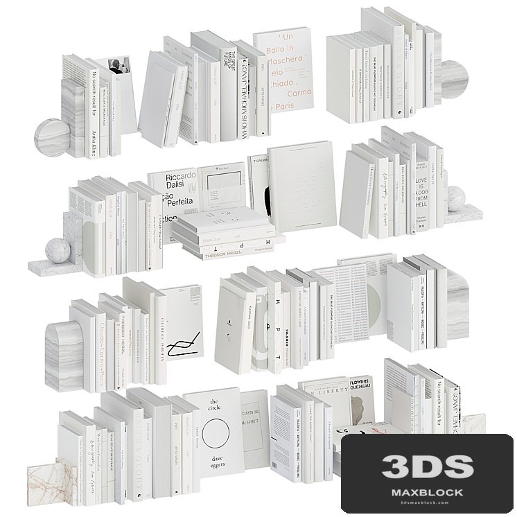 A set of white books with bookends