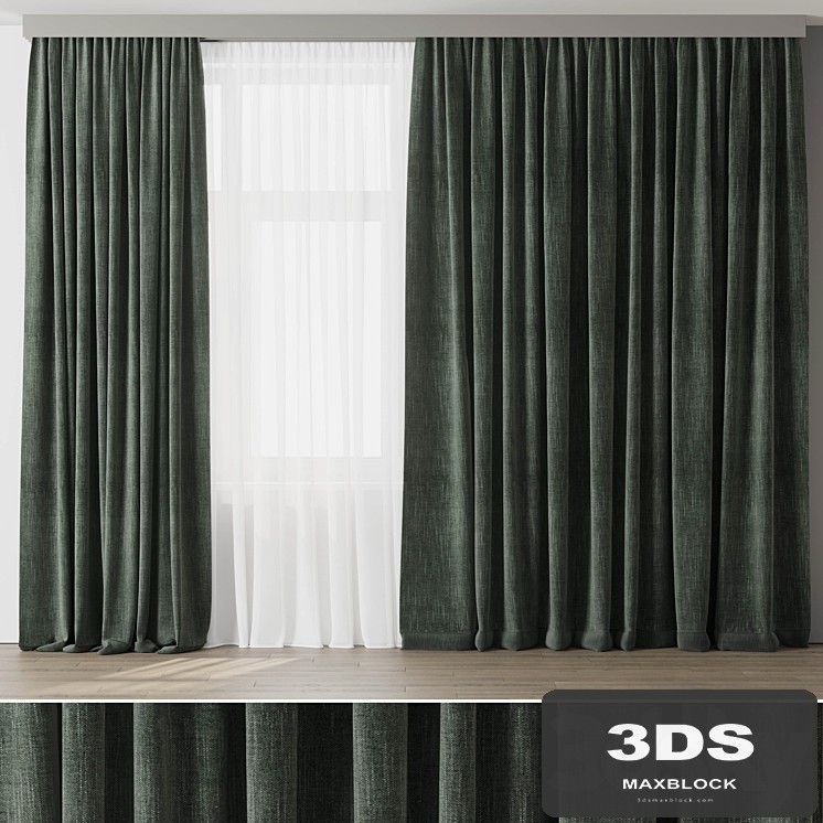 Curtain with rod 003 green curtain HBH