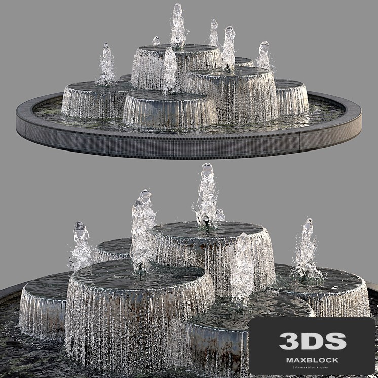 Circular Pond with Fountains