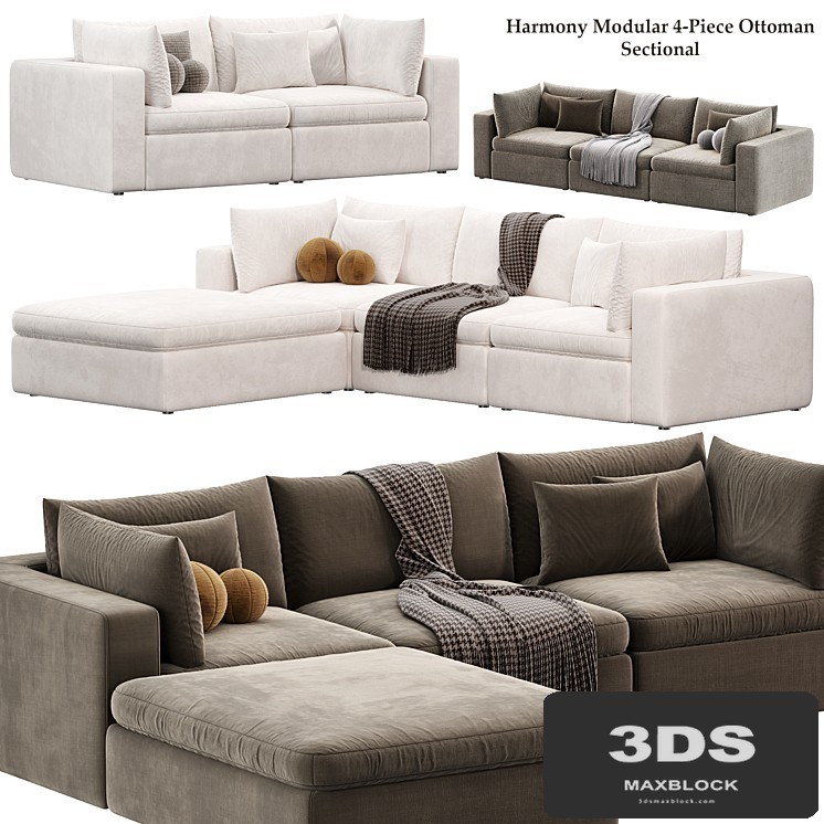 Harmony Modular 4 Piece Ottoman Sectional Sofa by westelm
