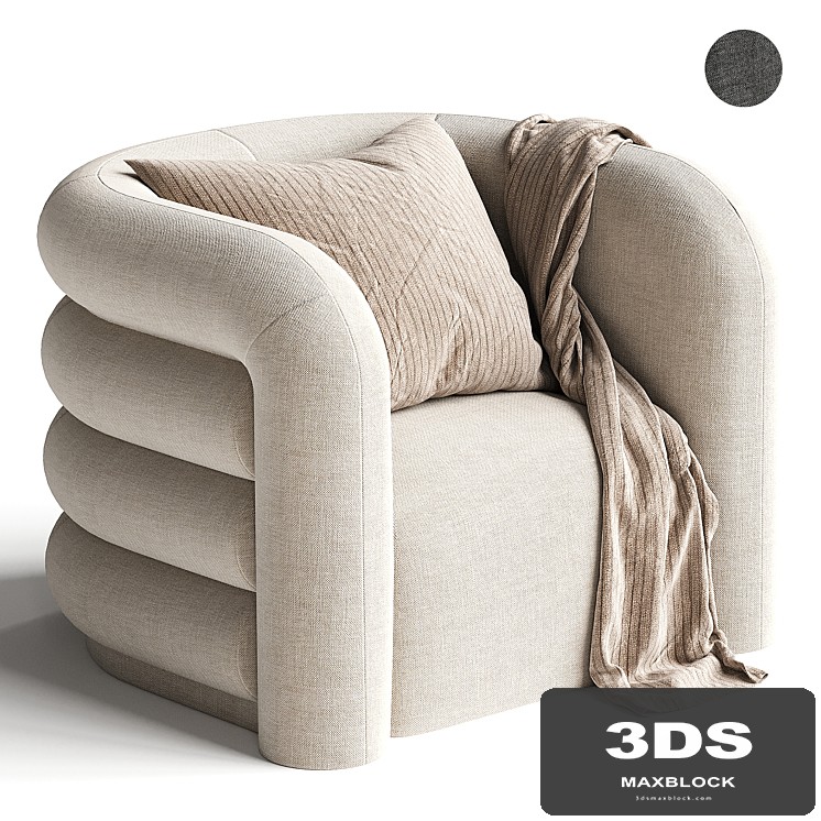 CURVES CREAM VELVET LOUNGE CHAIR