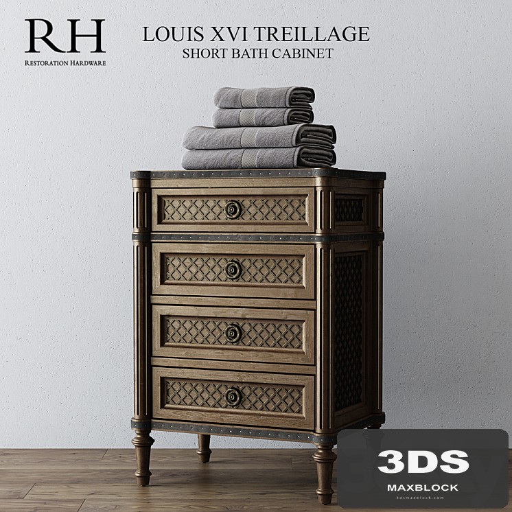 RH LOUIS XVI TREILLAGE SHORT BATH CABINET