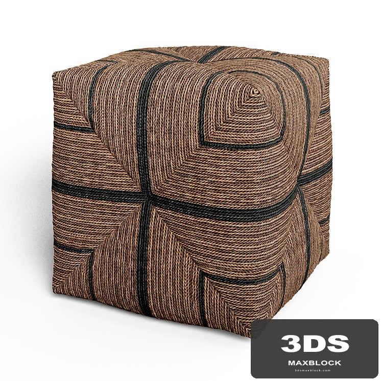 Square ottoman Fritz Rope