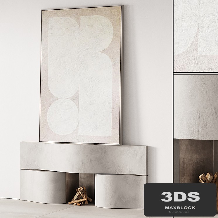 289 fireplace area decorative wall 07 wave chimney with painting 00