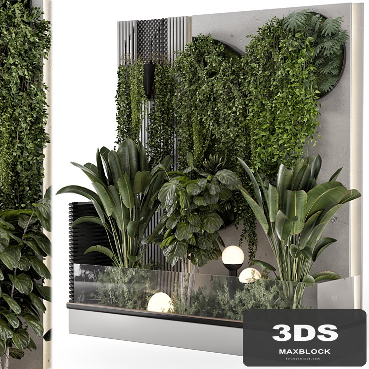 Indoor Wall Vertical Garden in Concrete Base - Set 1501