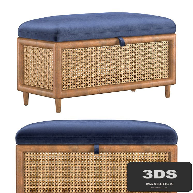 Loha Faux Sheepskin Boucle Rattan Ottoman