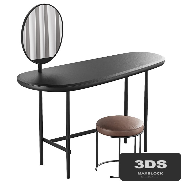 326 Vanity Desk 03 Pebble Desk with Nina pouf by Living Divani