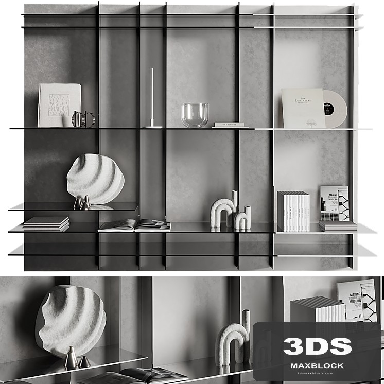 Metallic shelf with wave decor 011