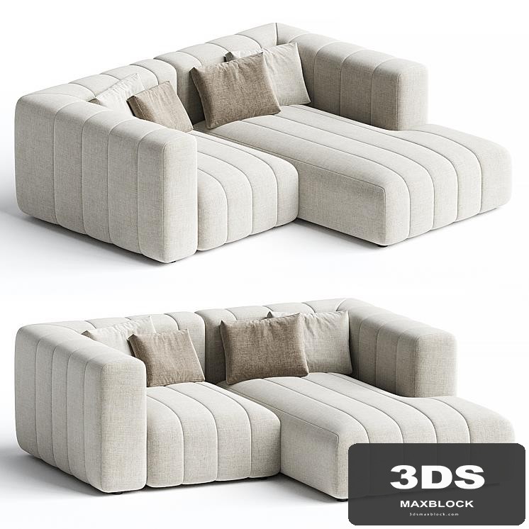 Langham Channeled 2 Piece RAF Sectional, Napa Sandstone
