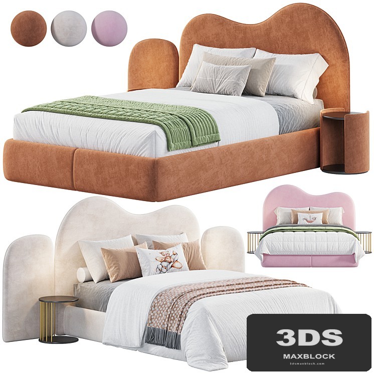 Curved Bedhead Boucle bed