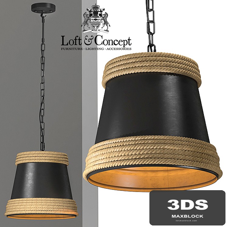 Black &amp; Hemp Pendant Lamp Suspension
