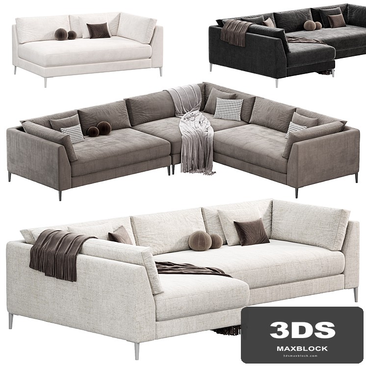 DECKER 2 PIECE L SHAPED WHITE PERFORMANCE SOFA CHAISE BY cb2