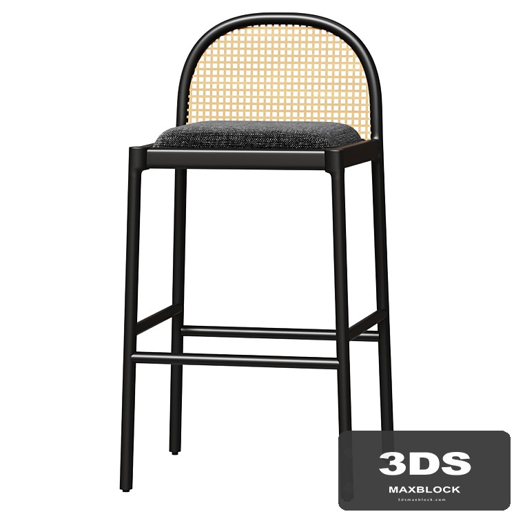 Bar Stool NADIA BLACK CANE BAR STOOL