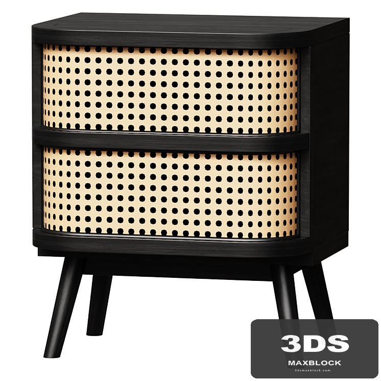 Bedside table Bedside table with 1 drawer made of wicker rattan, Laora