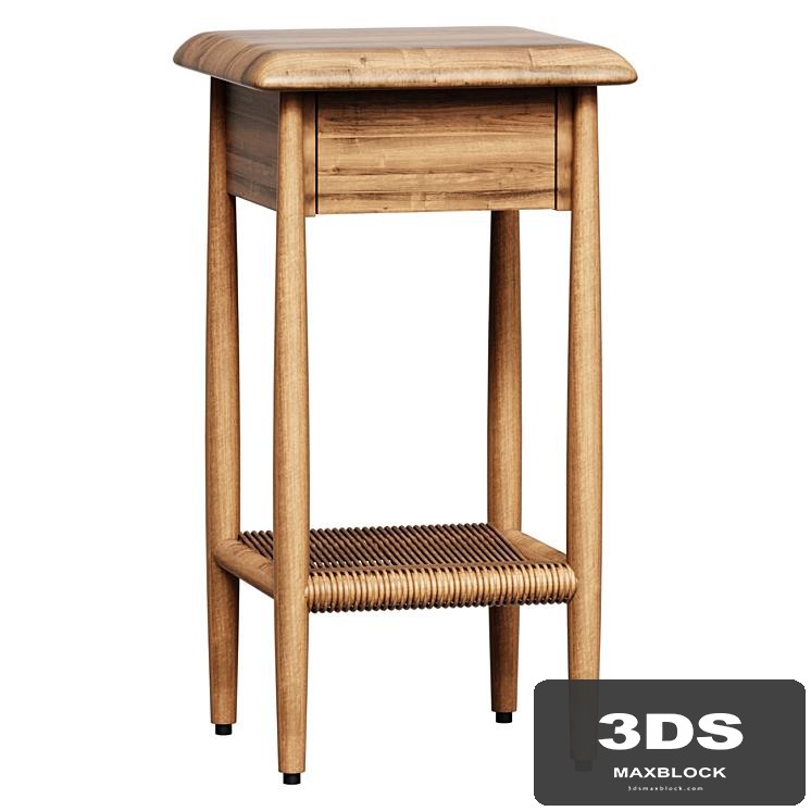 Bedside table Solid oak and wicker bedside table, Malora