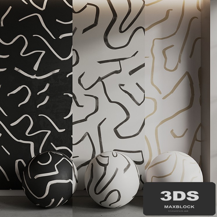 BELARTESTUDIO Murals Seamless set Artistic Lines