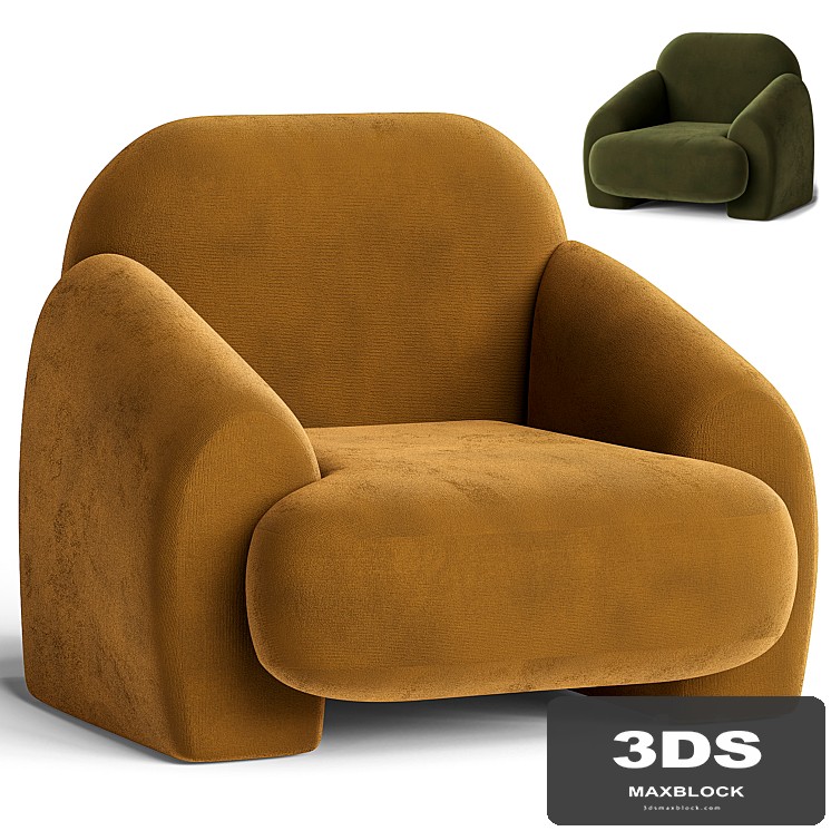 Armchair in bouclé fabric, Machoa