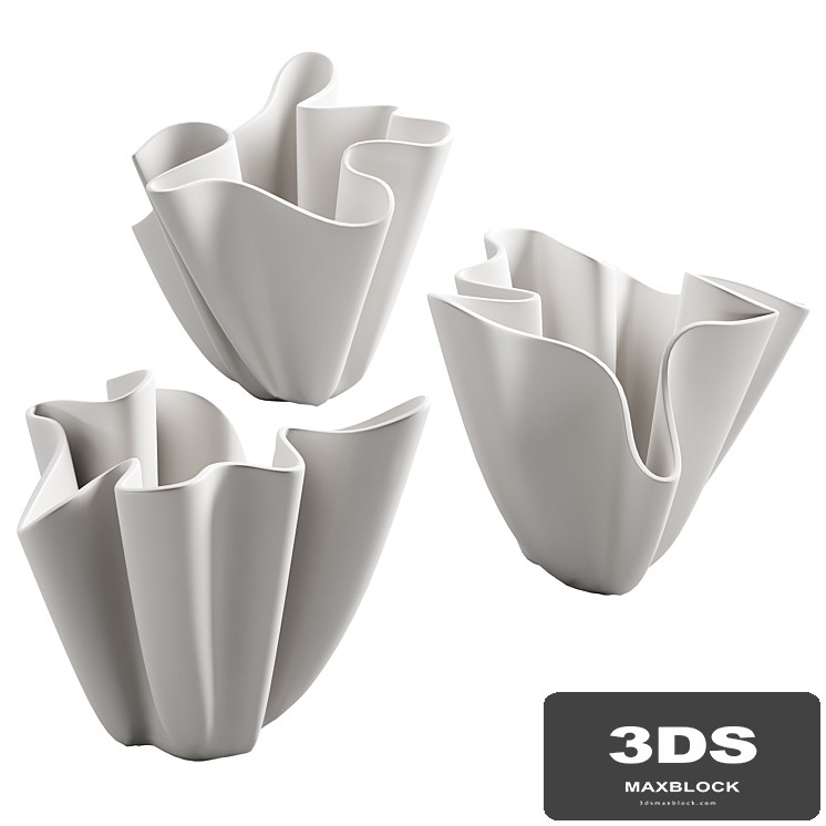 368 decorative vases and pots 06 deformed folded relief vase 05