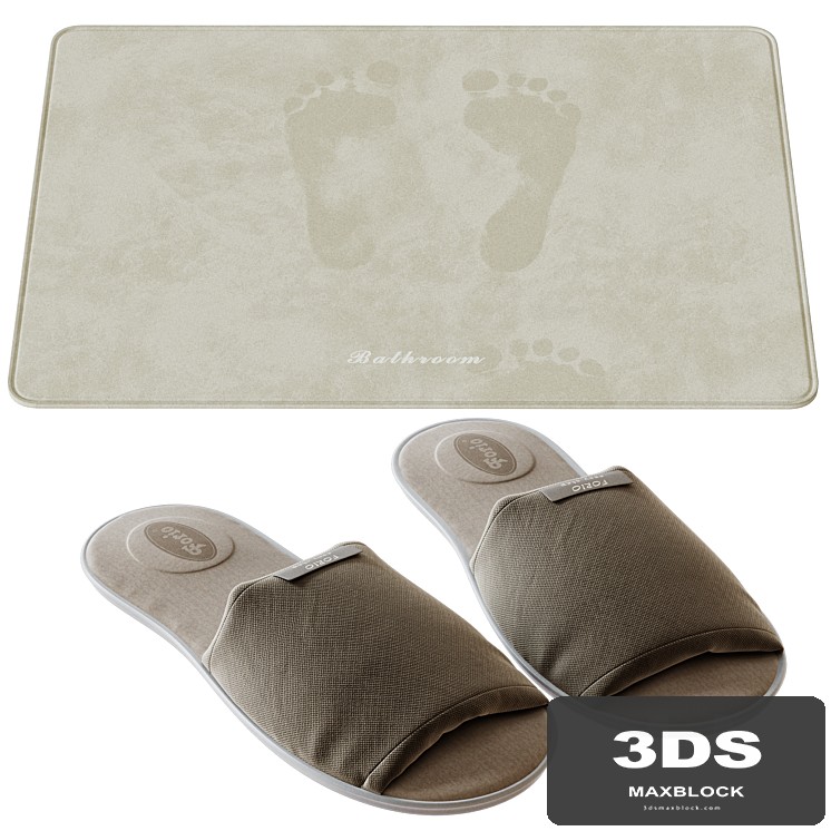 Slippers and bath mat