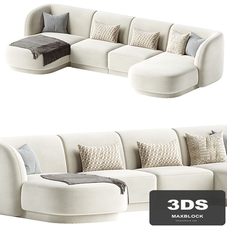 5-seater sofa Miley velvet
