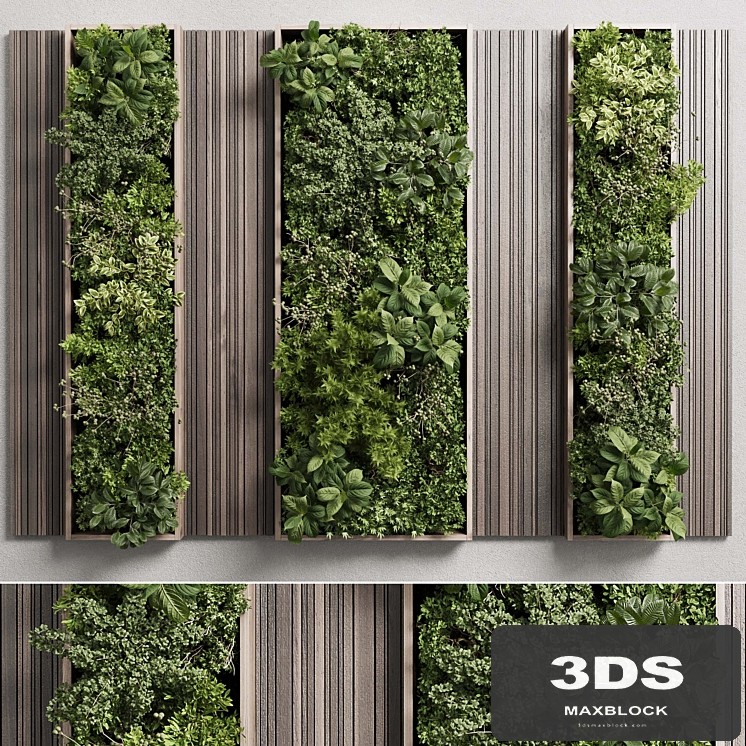 Vertical Wall Garden With Wooden frame - plants set partition 59