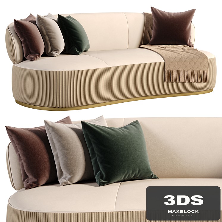 3 Seater Curved Shape Luxury Faux Leather sofa