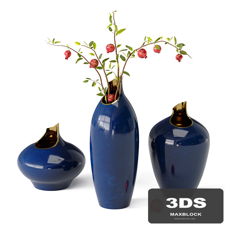 Artipieces Akia vase set with pomegranate branches