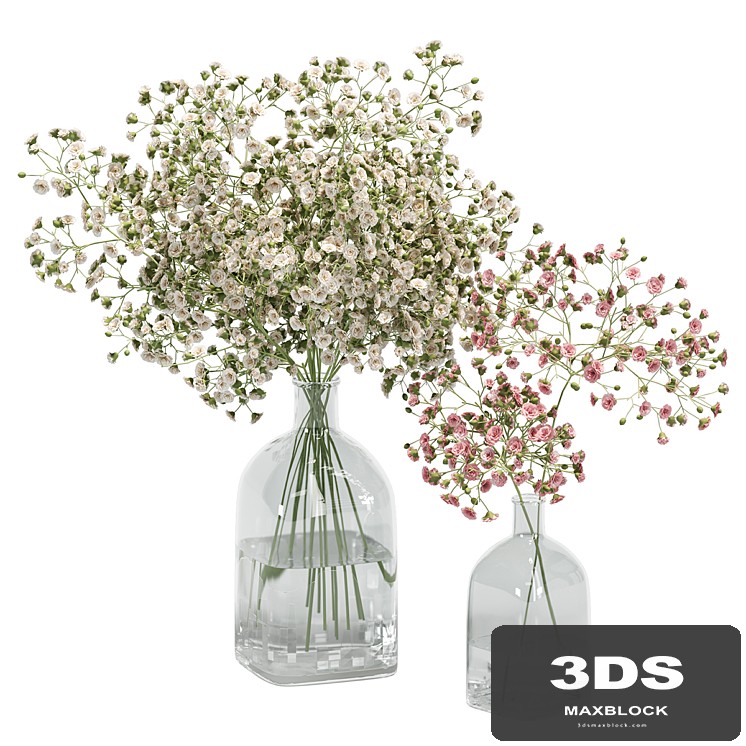 Flowers Bouquet In Glass Vase _ 02