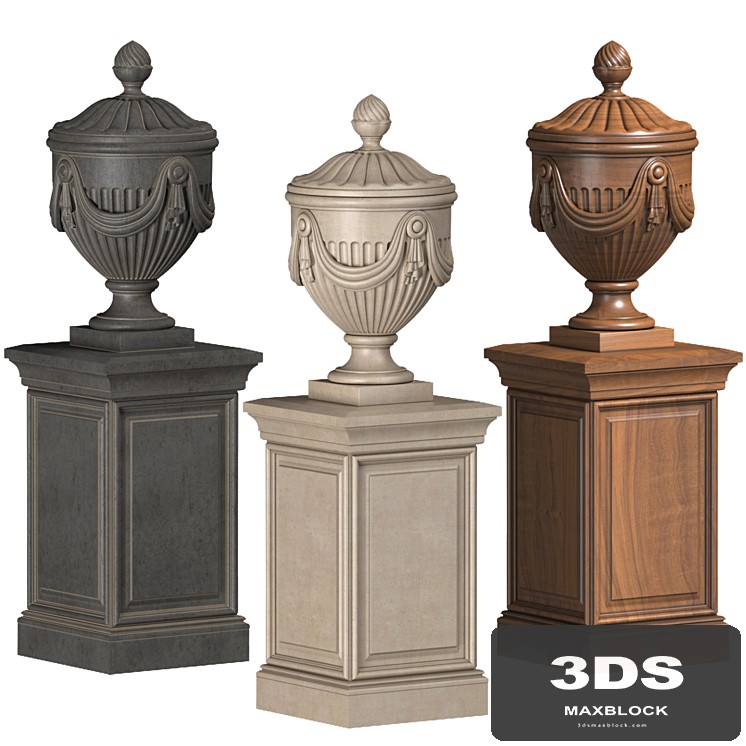Classic vase on a pedestal for decoration of the facade and interior