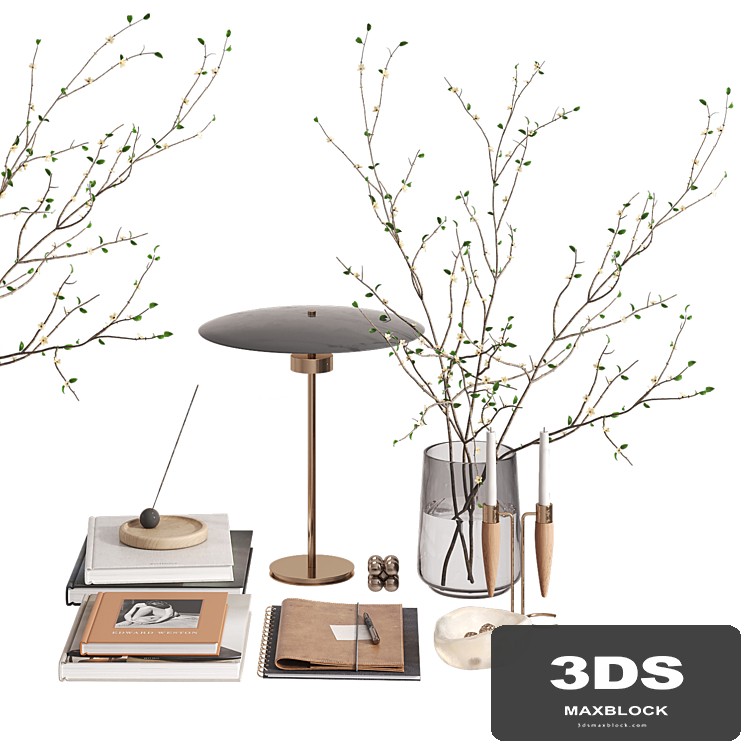 Decorative set with cherry branches