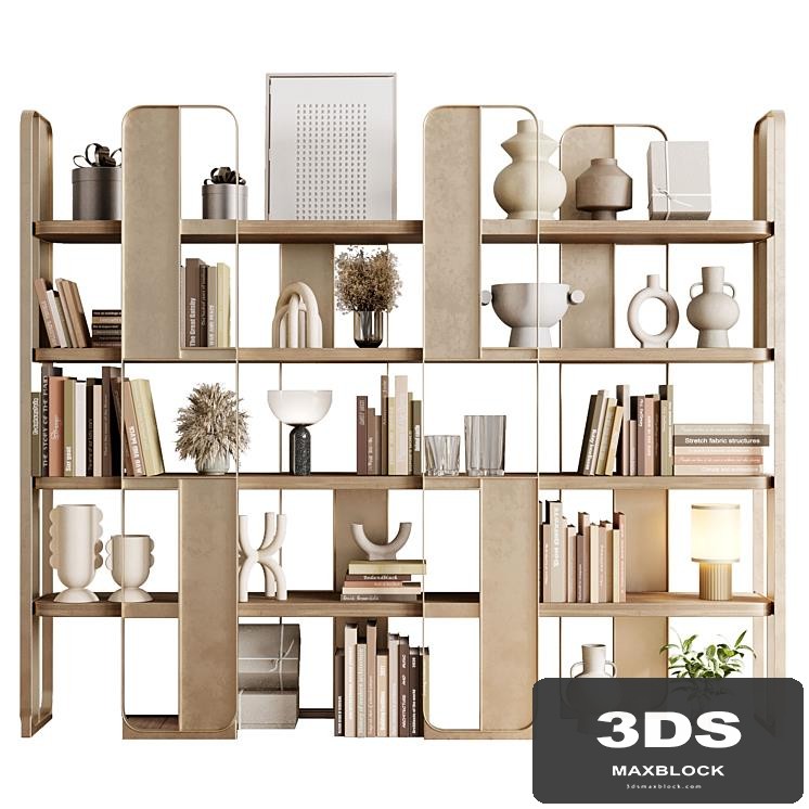 Giselle Cabinets - Golden Metal Shelves Decorative With Plants and Book - Metal Rack 10