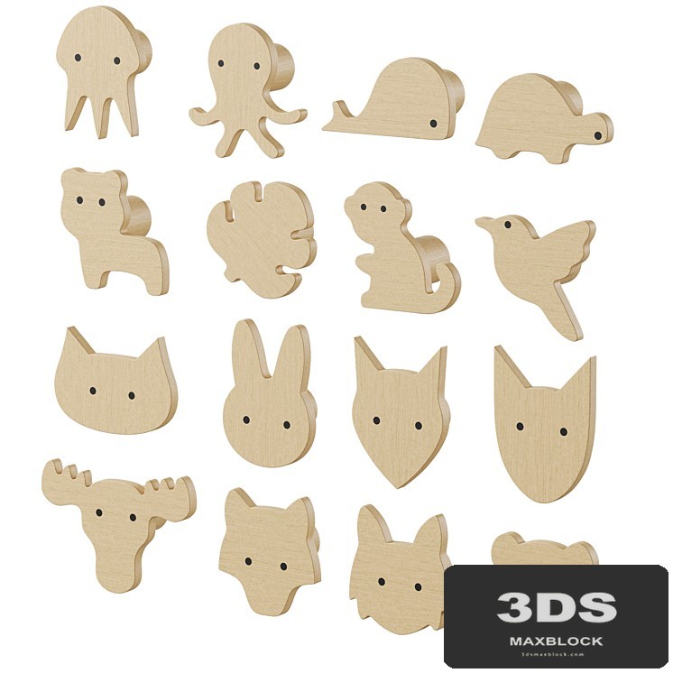 Children's furniture handles and wall hooks