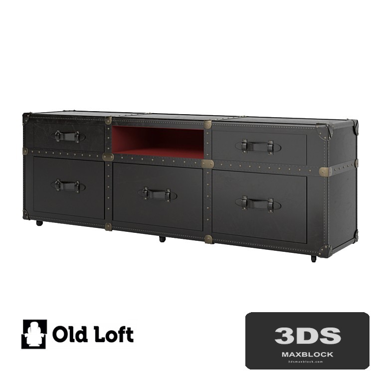 OM TV cabinet-Anthracite, Velvet and Leather console