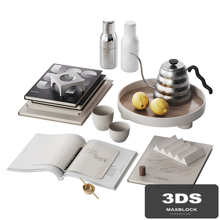 Minimalistic decorative set with lemons