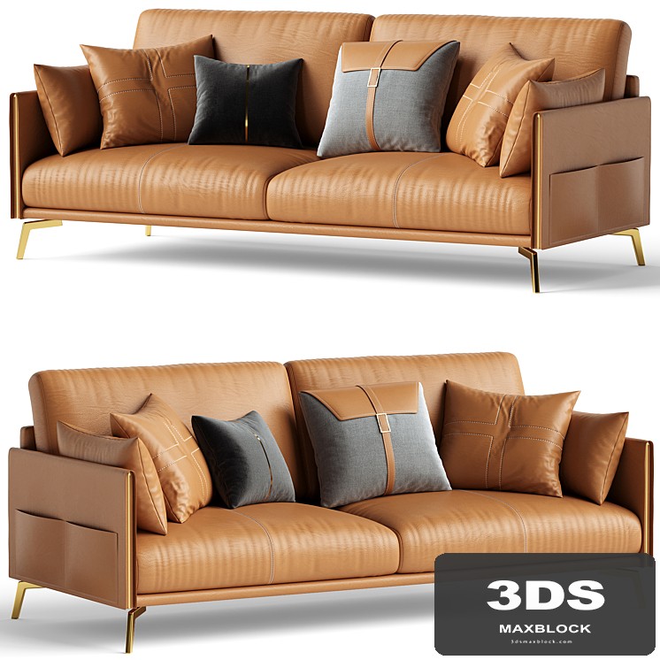 Glamorous Brown Leather Sofa - View 1