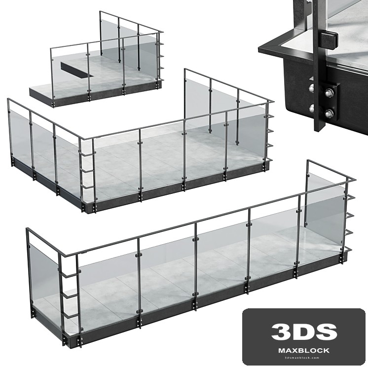 Metal Balcony - Metal Railing Set 001