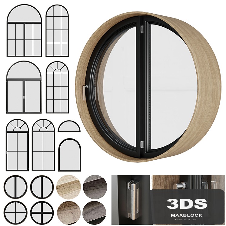 A set of round and circle and arched windows 01