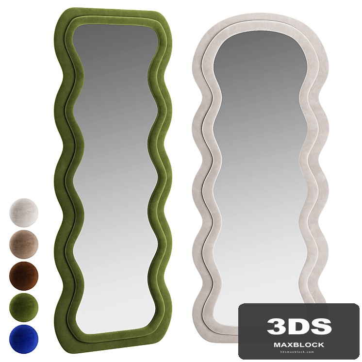Plush Waves Floor Mirror